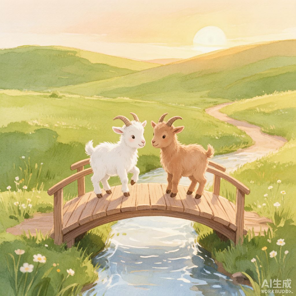 小桥上的两只小山羊