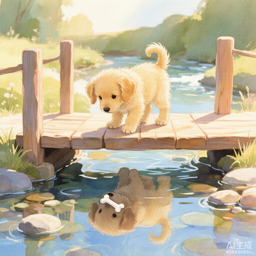 小狗多多和溪水里的