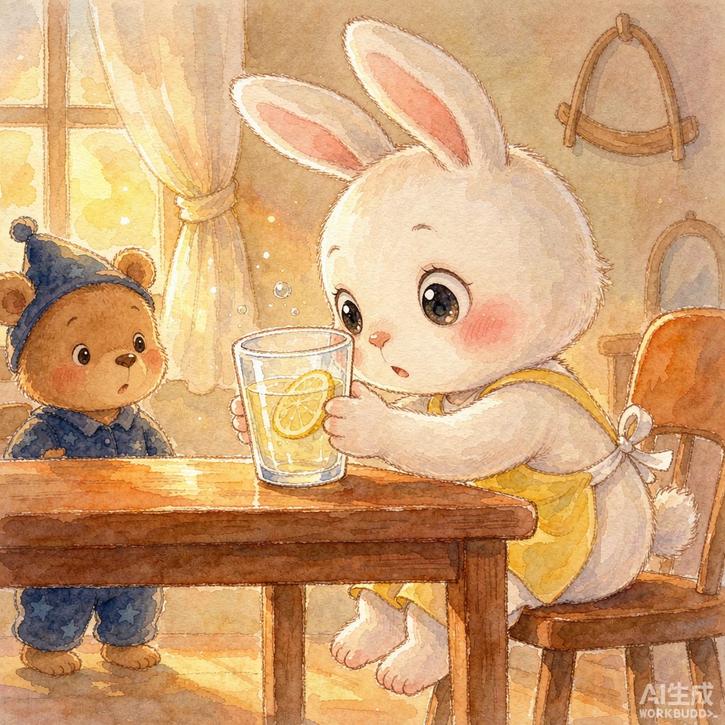 杯弓蛇影：小兔团团杯子里的小