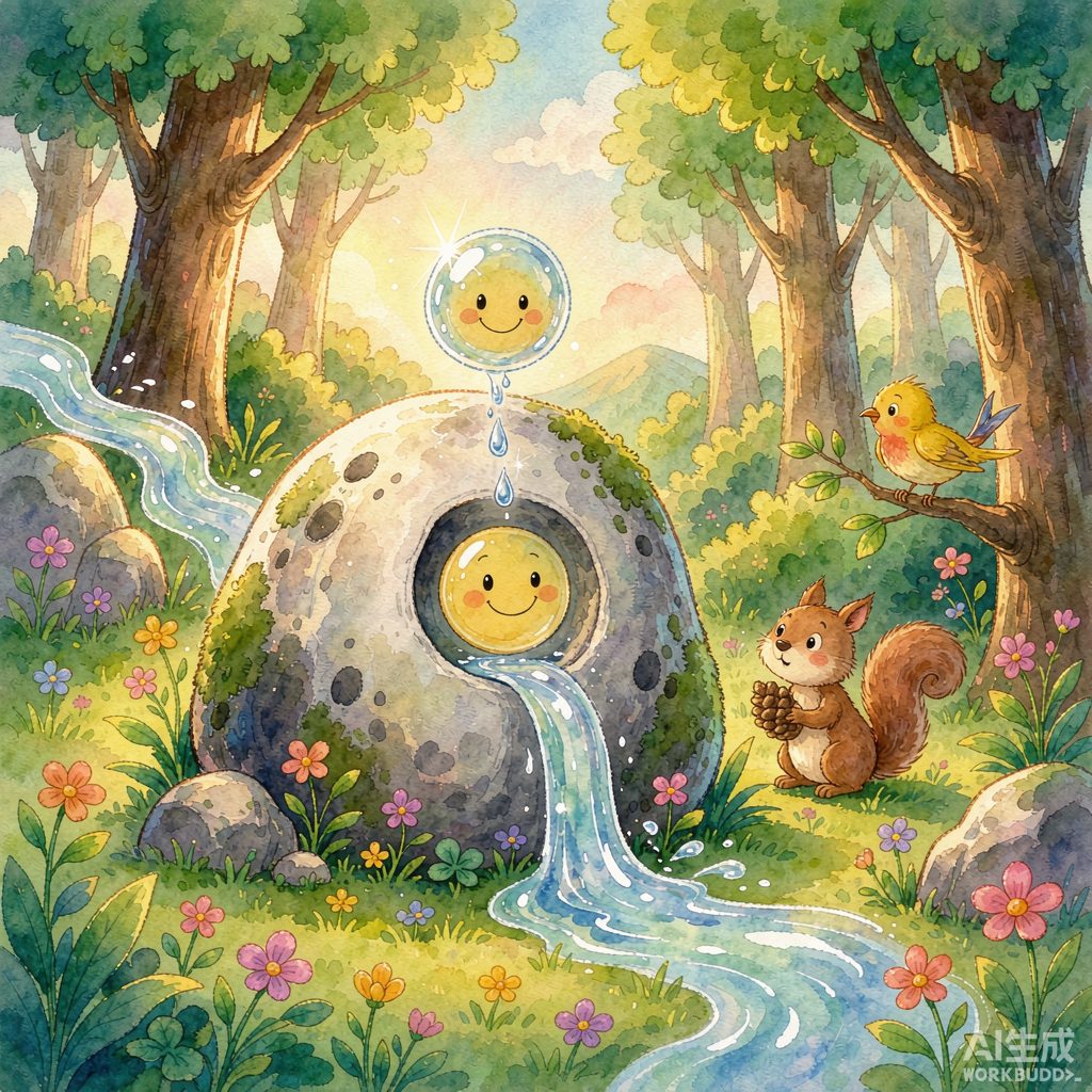 水滴石穿：小水滴点点和那块大石头