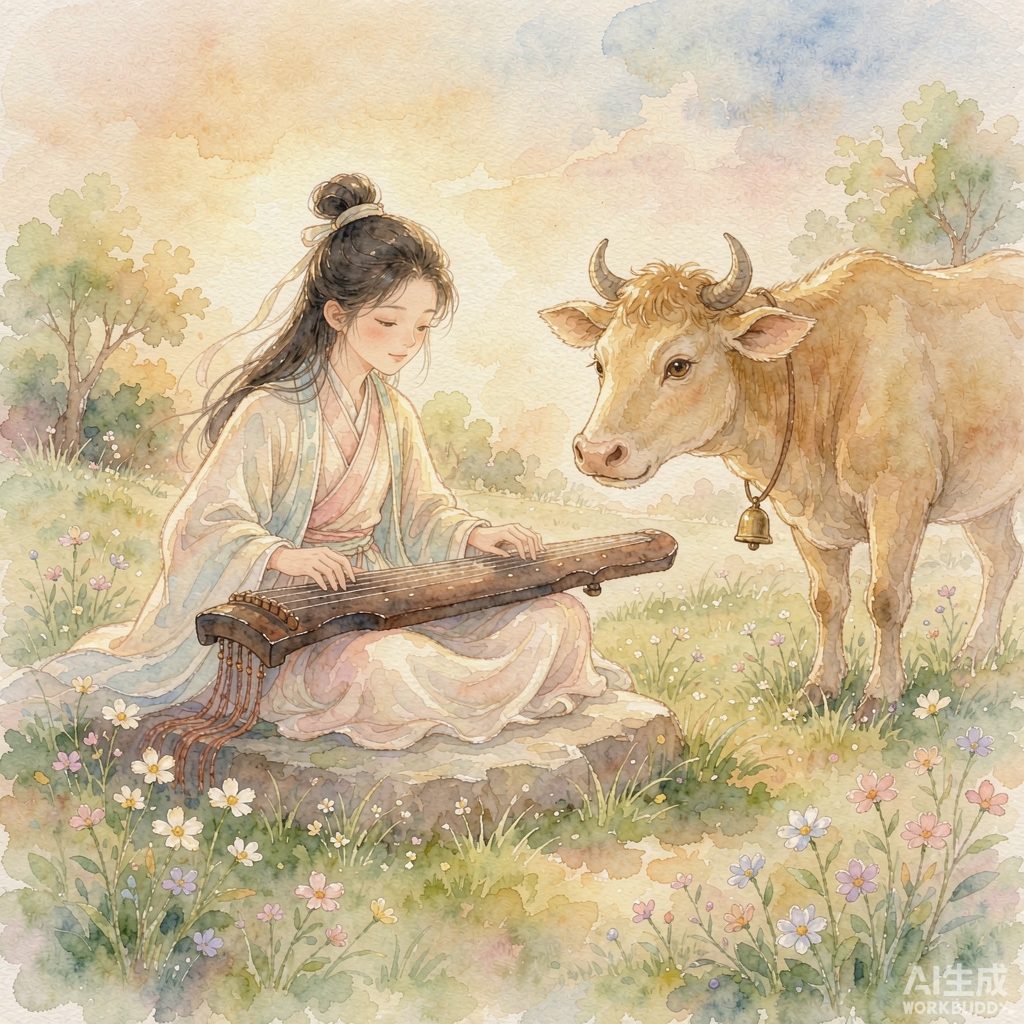 《儿童成语故事》· 对牛弹琴：公明仪和爱吃东西的牛阿黄