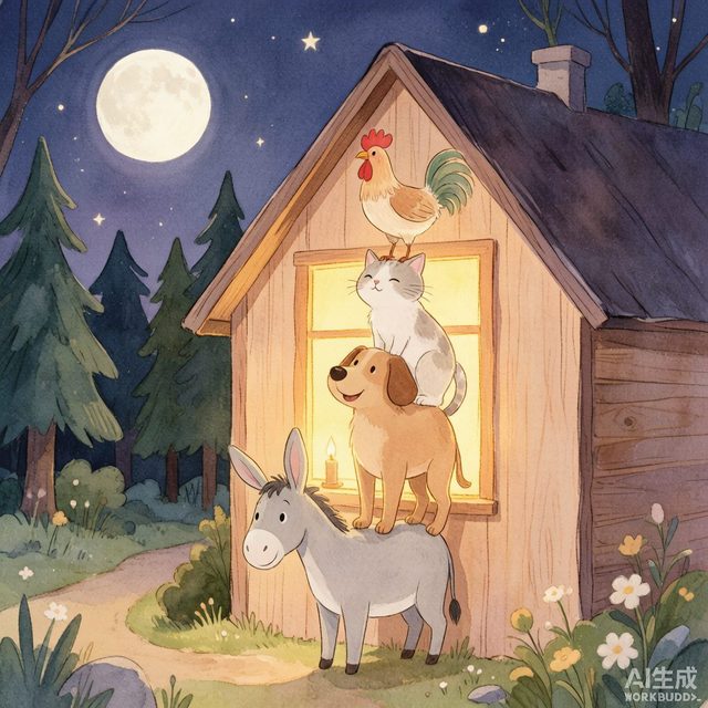 暖色调插画：四个好朋友的音乐队