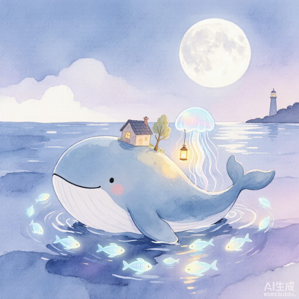 小鲸鱼蓝蓝的月光海