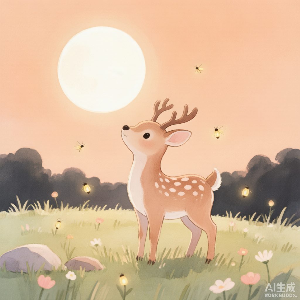 小鹿花花和安静的月光夜