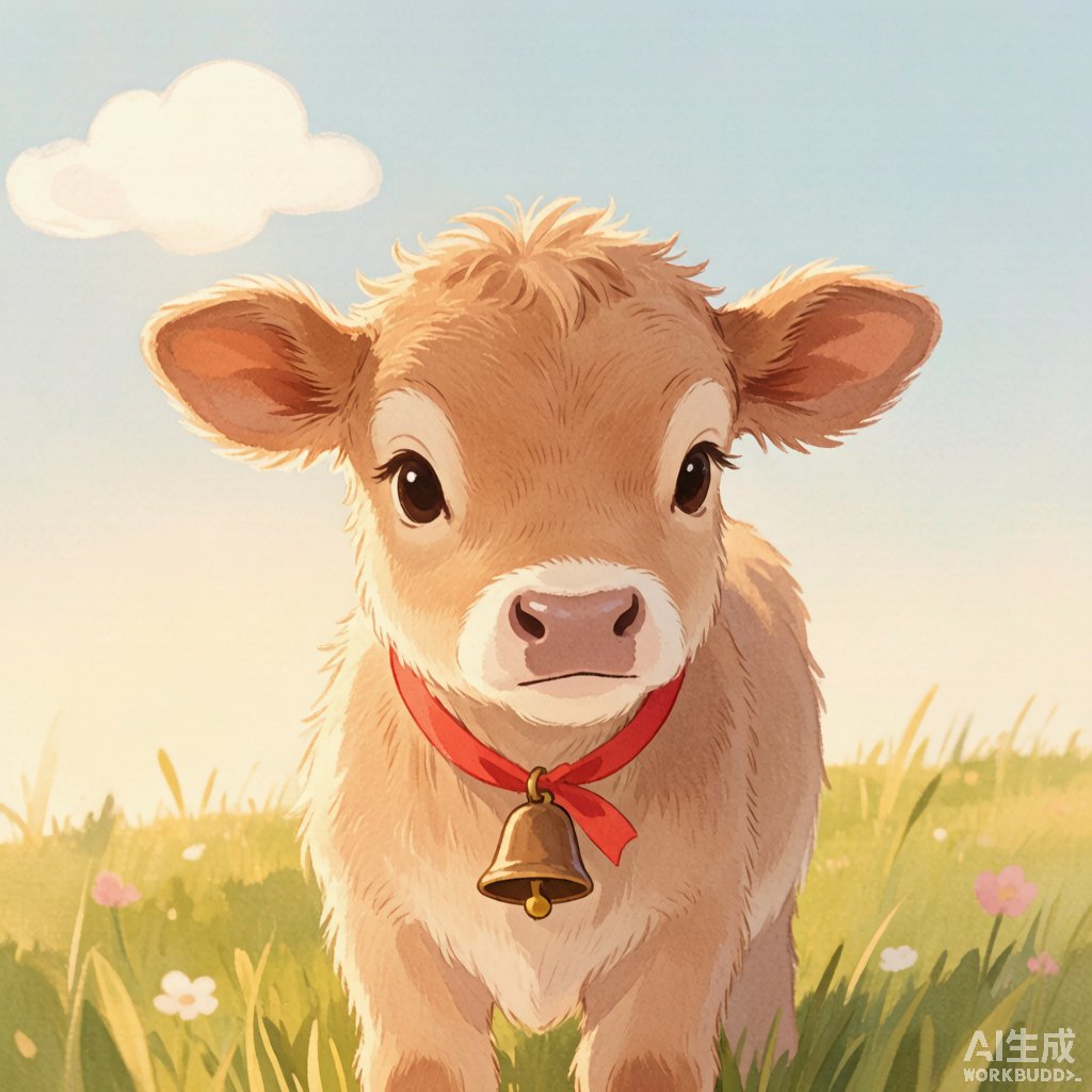 小牛哞哞的棕色小铃铛